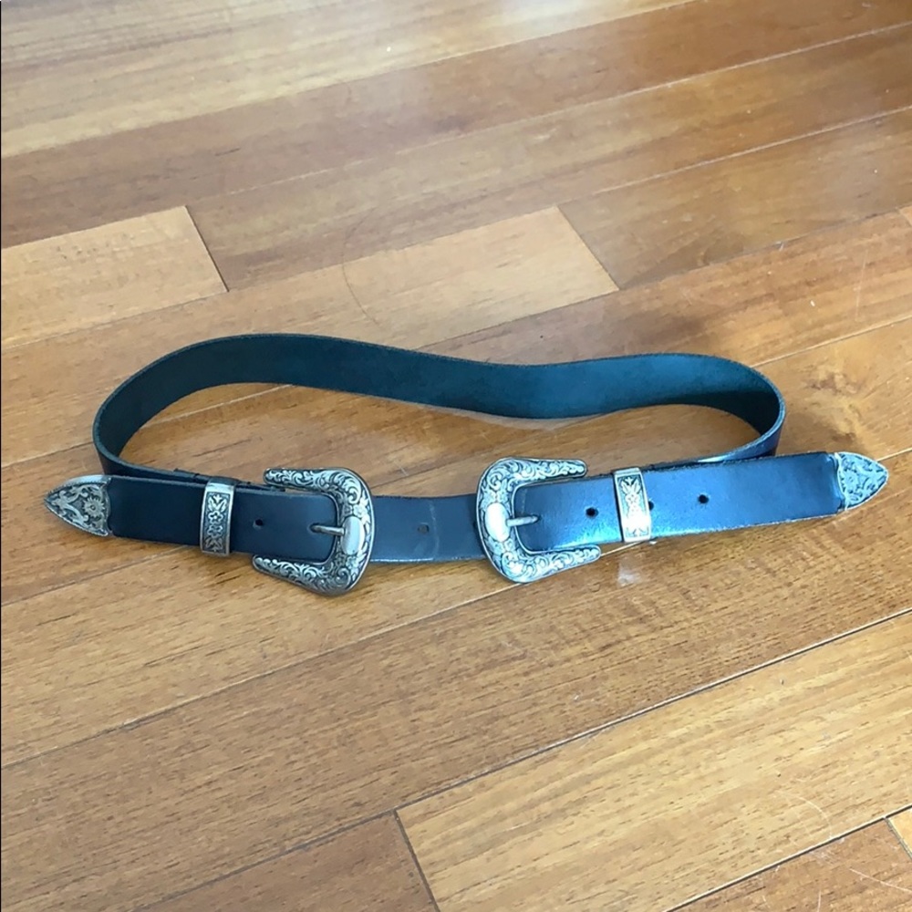 Asos Design Black Leather Double Western Belt